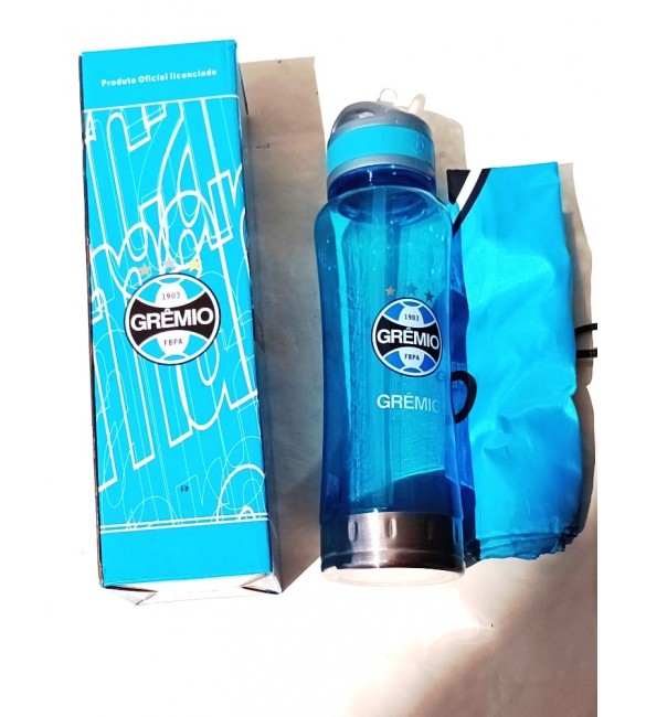 Garrafa Plástico e Inox Squeeze do Gremio 700ml com mochila saco